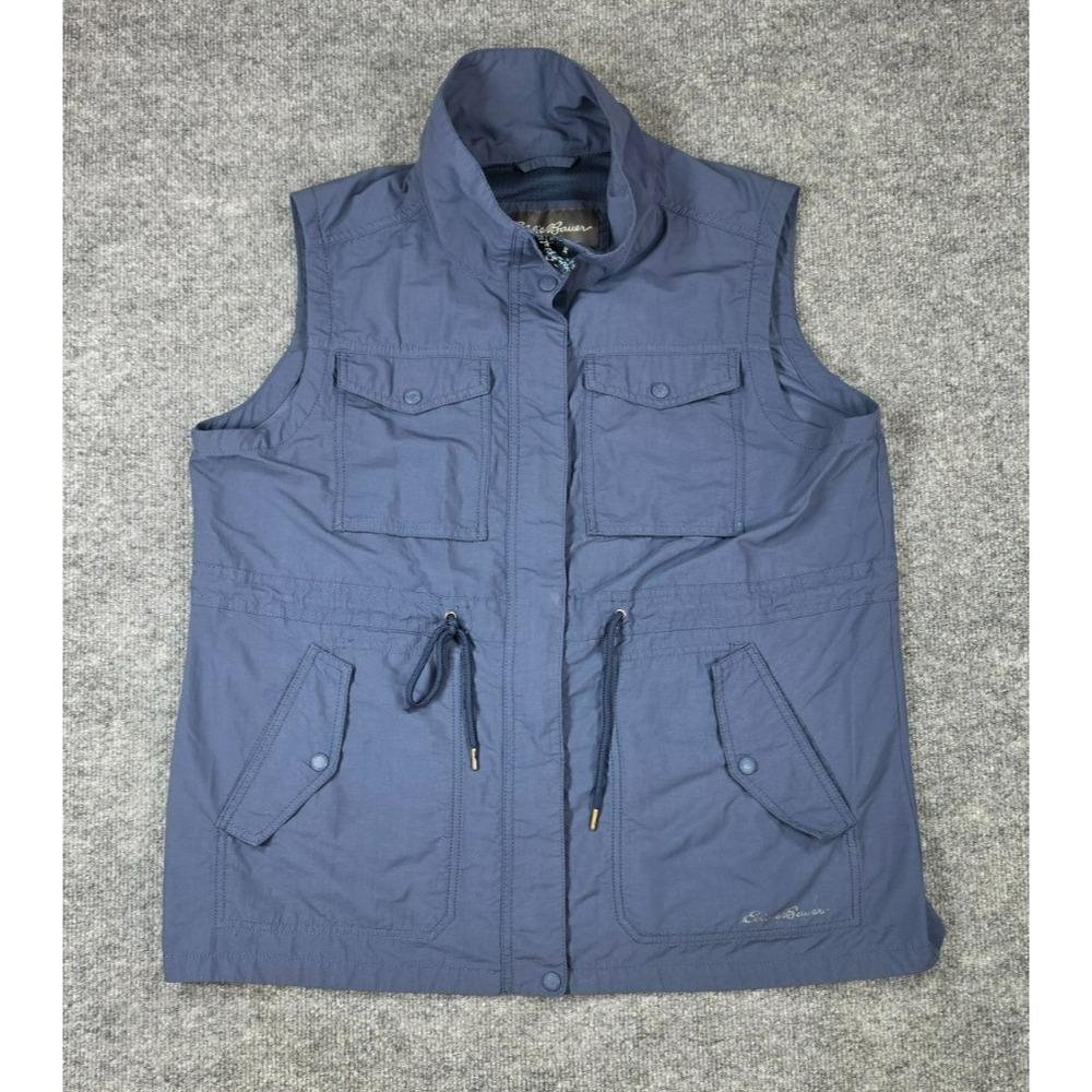 Eddie Bauer Travex  Women's XL Zip Up Vented Vest Blue Utility Outdoor Hiking